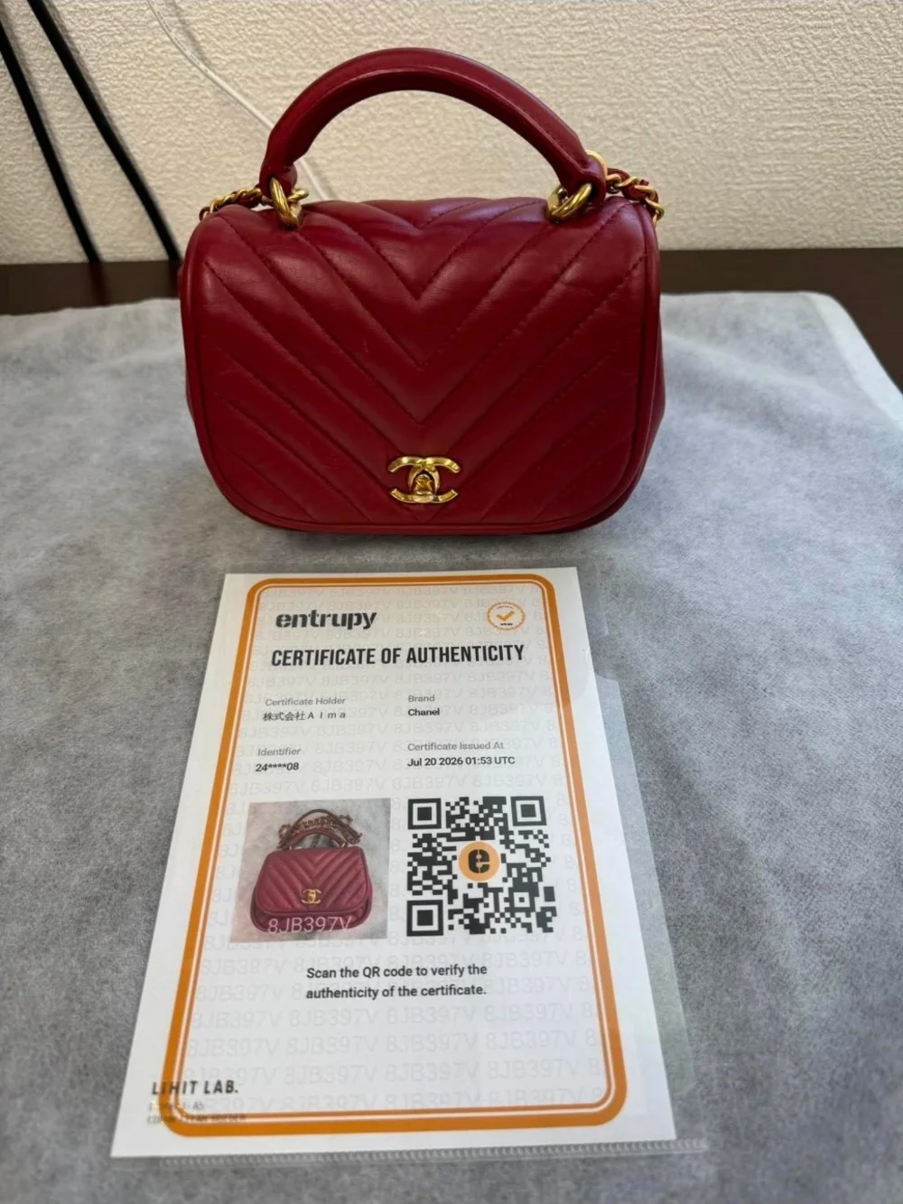 CHANEL Burgundy Quilted Top-Handle Mini Bag with Gold Hardware